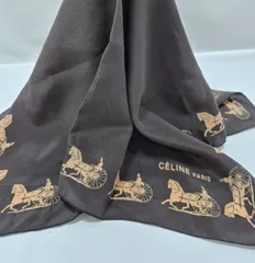 【used品】美品！CELINE レディースハンカチ ミニスカーフ シルク100% MADE IN FRANCE