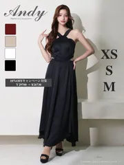 ブラック [AN-OK3008]【Andy/アンディ】サテン/ ウエストカット/ ノースリーブ/ フレア/ ロングドレス/ マキシ丈/ ワンピース/ キャバドレス/ ディアバイローブドフルールグロッシー