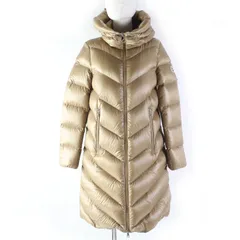 美品☆MONCLER モンクレール 2020AW CAMBALES ロゴワッペン・フード付 ZIP UP ロング丈 ダウンコート ライトブラウン 00 ハンガー付き 国内正規品 レディース