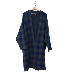 mizuiro  ind(ミズイロインド) カーディガン レディース - ネイビー×ダークグレー 長袖/チェック柄/ロング丈