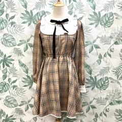 GR1052 Honey Cinnamon チェック柄ワンピースリボン付き F