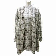 【中古】未使用品 ライト WRYHT PLEATED NIGHT TOPS MOCHA シャツ ブラウス ギャザー ベージュ系 2 約M ■BL4 ライト WRYHT タグ付き 21AW PLEATED NIGHT TOPS MOCHA シャツ