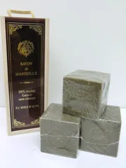 【未使用品】木箱付　サボンドマルセイユ ビッグキューブギフト オリーブ600g×3個