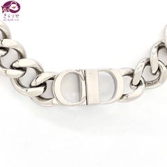 DIOR ディオール CD Icon チェーンリンク ネックレス 全長約46.7㎝ シルバートーンブラス/真鍮 イタリア製 ケース 保存袋 冊子 タグ N1097HOMMT_D000 現行品