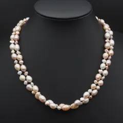 J548 淡水真珠 パール ネックレス ミックスカラー ゴールド デザイン 6月誕生石