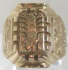 極美品 男女兼用 18K 18金リング 指輪 印台 古代中世柄 #18.5~19 