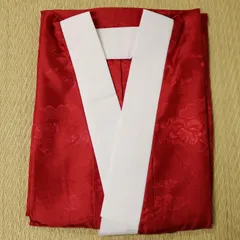 洗える長襦袢 半衿付き 地紋入り 赤 レッド Ｌサイズ 雲海柄 無双袖