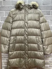 A【A21-64】◇ UNIQLO Lサイズ　ダウンジャケット　フード取り外し可能　ベージュ色