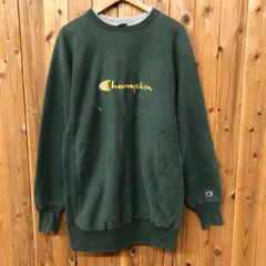 90's USA製 Champion REVERSE WEAVE size XXL チャンピオン リバースウィーブ スウェット トレーナー トップス 裏起毛 グリーン ビッグロゴ 刺繍 リブ袖 アメカジ ビンテージ古着