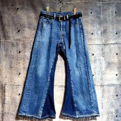 一点物 再構築 リメイク ドッキング インディゴ フレア デニム パンツ 下北沢 ⑦オリジナル リメイク デニム ワイドフレア ジーンズ ドッキング