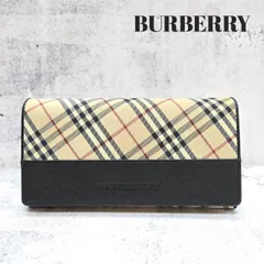 BURBERRY バーバリー 二つ折り 長財布 ノバチェック ブラック レザー がま口 札入れ 小銭入れ ウォレット