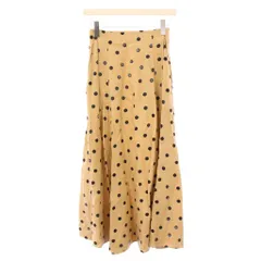 ユナイテッドアローズ UNITED ARROWS フレアスカート マキシ ロング バイカラー ドット柄 麻 リネン 34 ベージュ 黒 ブラック /BB