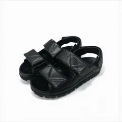 PRADA プラダ ロゴ パデッドナッパ レザー ベルクロ サンダル ブラック プラダ PRADA サンダル 靴 シューズ レザー ブラック 黒 ロゴ