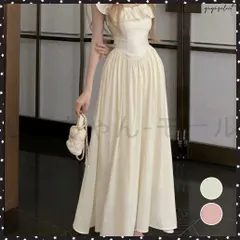 フリル付きワンピース ノースリーブワンピ レディース スクエアネックリゾートワンピース ハイウエストフレアワンピース バックシャーリン