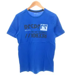 リーボック Reebok タグ付き Tシャツ 半袖 L クルーネック プリント 青 ブルー /GV