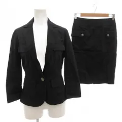 ルスーク Le Souk セットアップ フォーマル ジャケット スカート 36 背抜き シングル ひざ丈 黒 ブラック 春夏 /AE