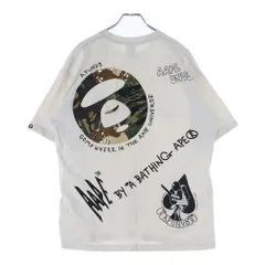 AAPE BY A BATHING APE (エーエイプバイアベイシングエイプ) 両面プリント クルーネック 半袖 Tシャツ カットソー ホワイト AAPTEM0882XXI