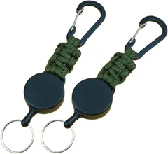 VICHE CATT リールキーホルダー 2個セット カラビナ 付き リールストラップ 伸びる 落下防止 (アーミーグリーン,  14.5cm x 3.2cm)