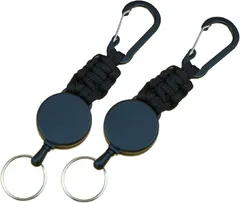 VICHE CATT リールキーホルダー 2個セット カラビナ 付き リールストラップ 伸びる 落下防止 (ブラック,  全長：約14.5cm、幅：約3.2cm)