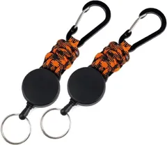 VICHE CATT リールキーホルダー 2個セット カラビナ 付き リールストラップ 伸びる 落下防止 (カモフラージュオレンジ,  14.5cm x 3.2cm)