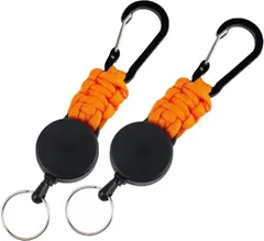 VICHE CATT リールキーホルダー 2個セット カラビナ 付き リールストラップ 伸びる 落下防止 (オレンジ,  14.5cm x 3.2cm)
