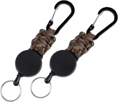 VICHE CATT リールキーホルダー 2個セット カラビナ 付き リールストラップ 伸びる 落下防止 (カモフラージュグリーン,  14.5cm x 3.2cm)