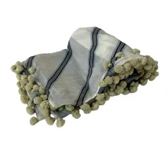 Citrus(シトラス) ストール(ショール) - 白×カーキ コットン、シルク