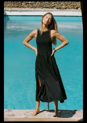 ZARA ザラ ブラック ロング丈ワンピース M (新品)