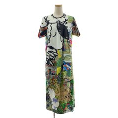 594 ETRO フクロウ猿カメレオン総柄ミディ丈ストレッチワンピース40 