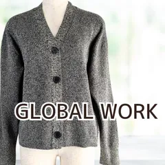 UESD GLOBAL WORK リッチライトニットVネックカーディガン グレー SHORTサイズ レディース グローバルワーク