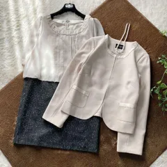 大きいサイズ　フォーマルスーツ　ツイード　ノーカラージャケット　ワンピース　17ABR　ママスーツ　卒業　入学　入園