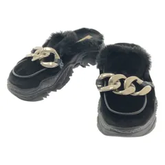 N°21 / ヌメロヴェントゥーノ | ファー トリム チェーン ミュール シューズ | 36 | ブラック | レディース