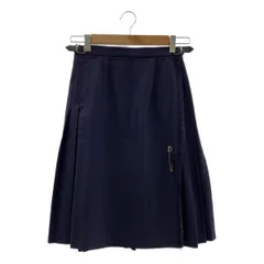 O'NEIL OF DUBLIN / オニールオブダブリン | レザーベルト プリーツ ラップ キルトスカート | 8 | ダークネイビー | レディース