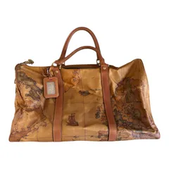 DD122 ALVIERO MARTINI 1A CLASSE  アルヴェロ・マルティーニ ボストンバッグ 地図柄 大型 南京錠キー付き 旅行バッグ カバン