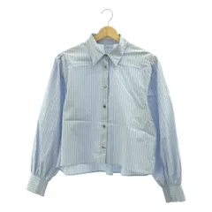UNFILO / アンフィ―ロ | コットン ストライプ クロップドシャツ | M | ブルー | レディース