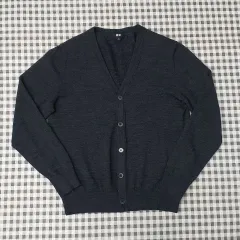 UNIQLO ユニクロ ウール100 Vネック 薄い カーディガン メンズ95サイズ