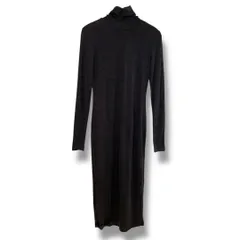 Polo By Ralph Lauren ポロバイラルフローレン ウールブランドジャージータートルネックミディドレス ストレートシルエットサイドスリット 現行タグ チャコールグレー S レディース 秋 冬 ゴーゴー古着久喜倉庫店 No.溝名1556Y