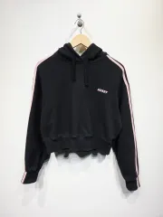 ノルディ NERDY 黒 ピンクLINE クロップド フードTシャツ_S