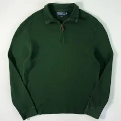 Polo ポロ ラルフローレン 刺繍 コットン ハーフジップ グリーン ニット