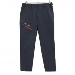 【美品】ラフアンドスウェル パンツ 杢ネイビー×レッド 裏起毛 ロゴ刺しゅう メンズ S ゴルフウェア rough＆swell