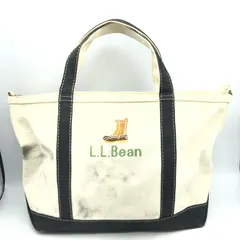 【中古】L.L.Bean ショルダーストラップキャンバストートバッグ ホワイト ブラック　エルエルビーン[17][240017736235]