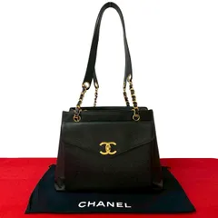 極 美品 袋付 シール有 3番台 CHANEL シャネル ココマーク キャビアスキン チェーン セミ ショルダーバッグ トートバッグ ブラック 34408