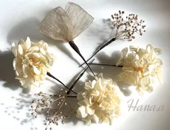 ドライフラワー 髪飾り くすみオレンジ系 6本セット 結婚式 成人式 お呼ばれ 卒業式 前撮り