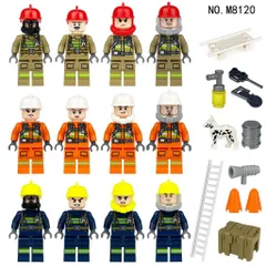 m8120 消火作業員12体 消火消防員　消防車 キット レゴ ブロック 互換 LEGO　互換品 シティ 知育玩具 プレゼント ミニフィグ 送料無料 新品 未使用品 安い ゆうメール