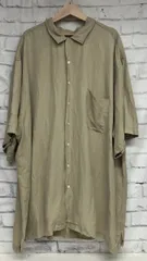 【90s】 POLO RALPH LAUREN ポロ ラルフローレン オープンカラーシャツ シルクリネンシャツ 4XL ベージュ 胸ポケット メンズ 夏