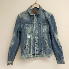 M11113 【DIESEL】 ディーゼル Gジャン 長袖 星刺繍 リペア ヴィンテージ加工 デニムジャケット 濃紺 Sサイズ メンズ RN93243 古着