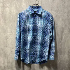 ETRO／long sleeves shirt 総柄シャツ サイズ40 ブルー系 エトロ 