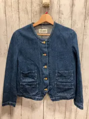 PINK HOUSE ピンクハウス ノーカラージャケット ブルー 4つポケット 90ss~00ss P0191FJ06 レディース 