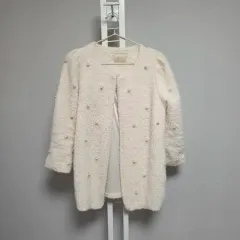 数アイボリー パール装飾 カーディガン