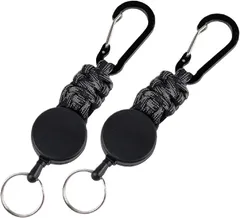 VICHE CATT リールキーホルダー 2個セット カラビナ 付き リールストラップ 伸びる 落下防止 (カモフラージュグレー,  14.5cm x 3.2cm)